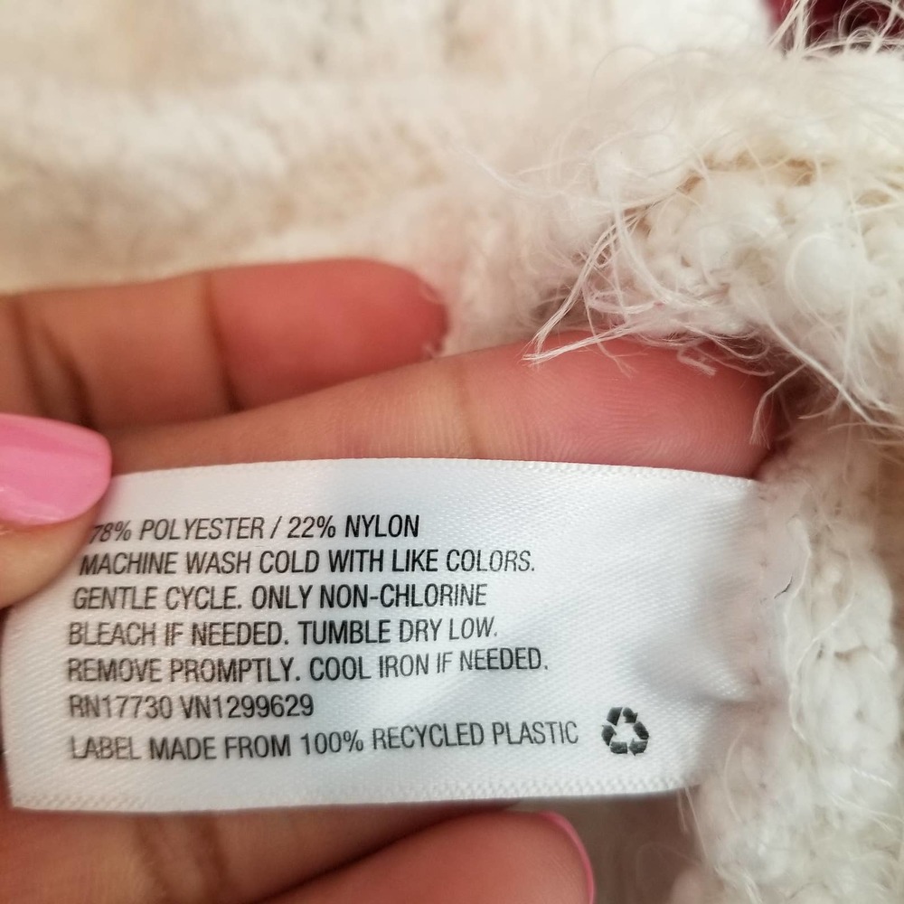 Knox Rose Women's Colorblock Eyelash Long Sleeve Sweater Size Large Cream Cozy - Picture 6 of 7